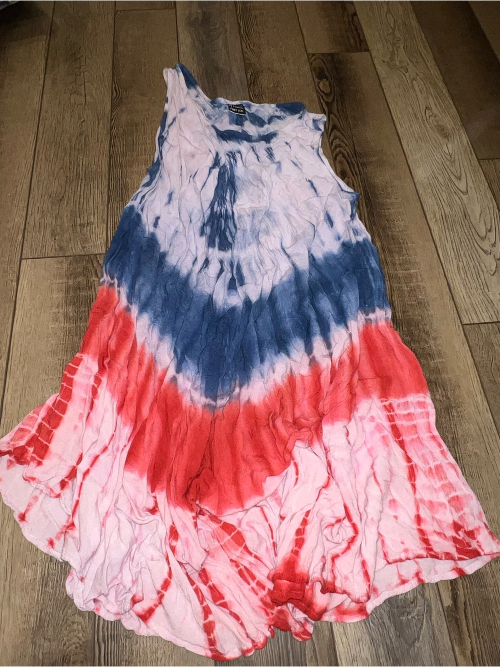 Tie-Dye Sleeveless Sundress in Blue and Red